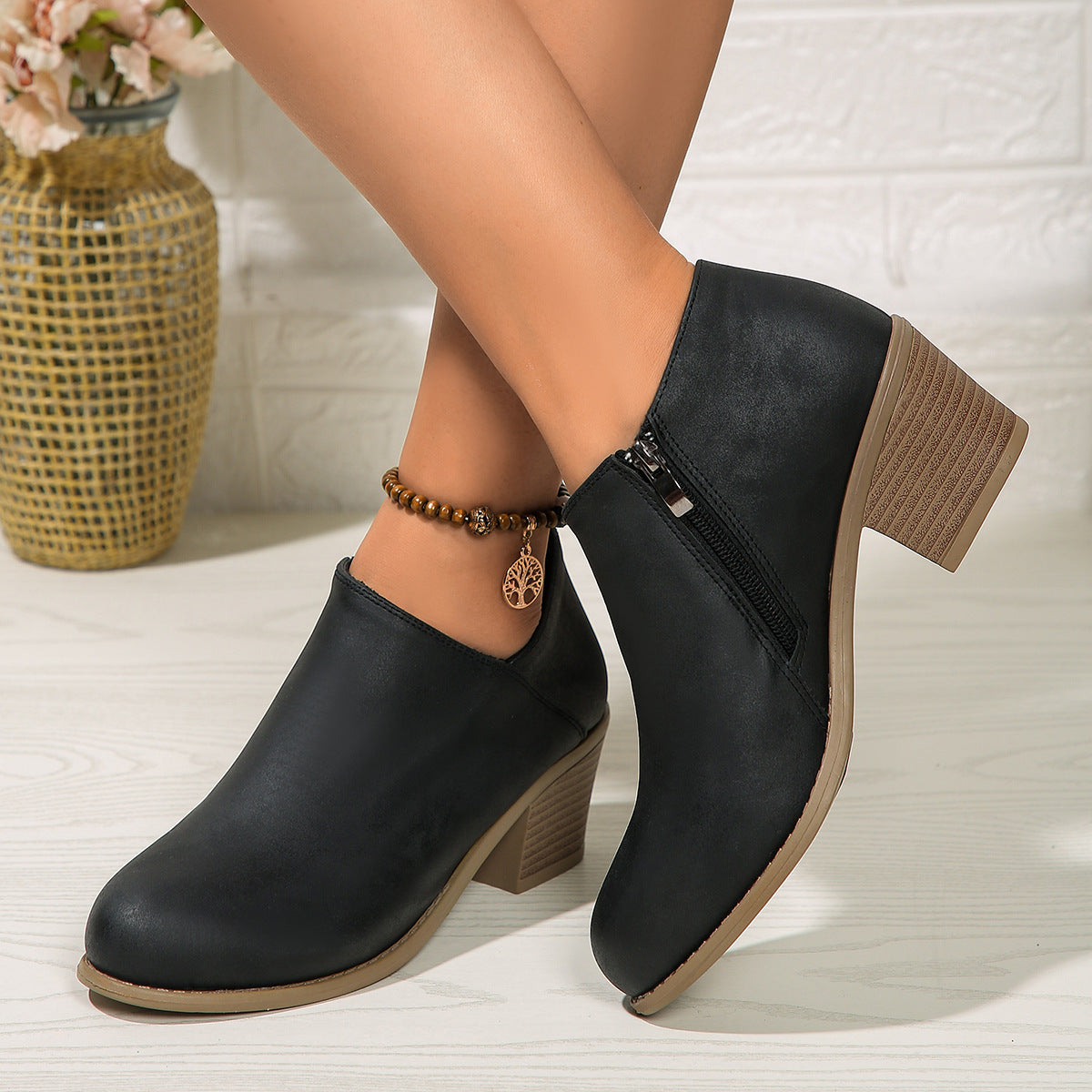 The 'City Stroll' Minimalist Block Heel Ankle Boot Feminé Luxé