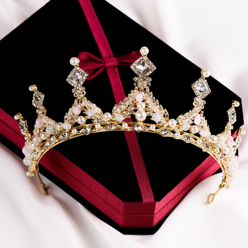 The Sovereign Diadem: Elite Faux Pearl & Rhinestone Bridal Crown - Majestic Queen Tiara in Gold or Silver Finish Feminé Luxé