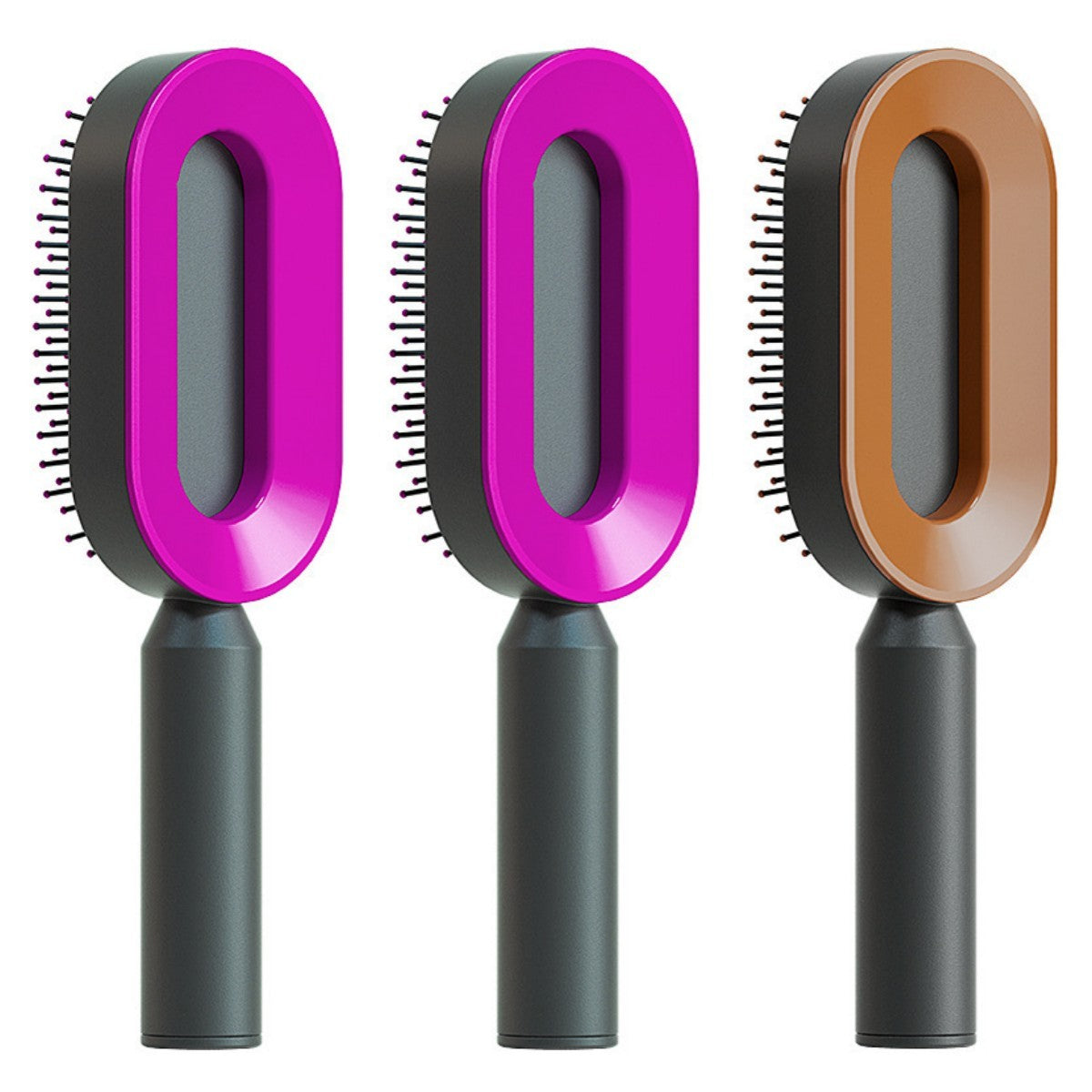 The Serenity Glide: One-Key Self-Cleaning Detangler & Scalp Massager Brush Feminé Luxé