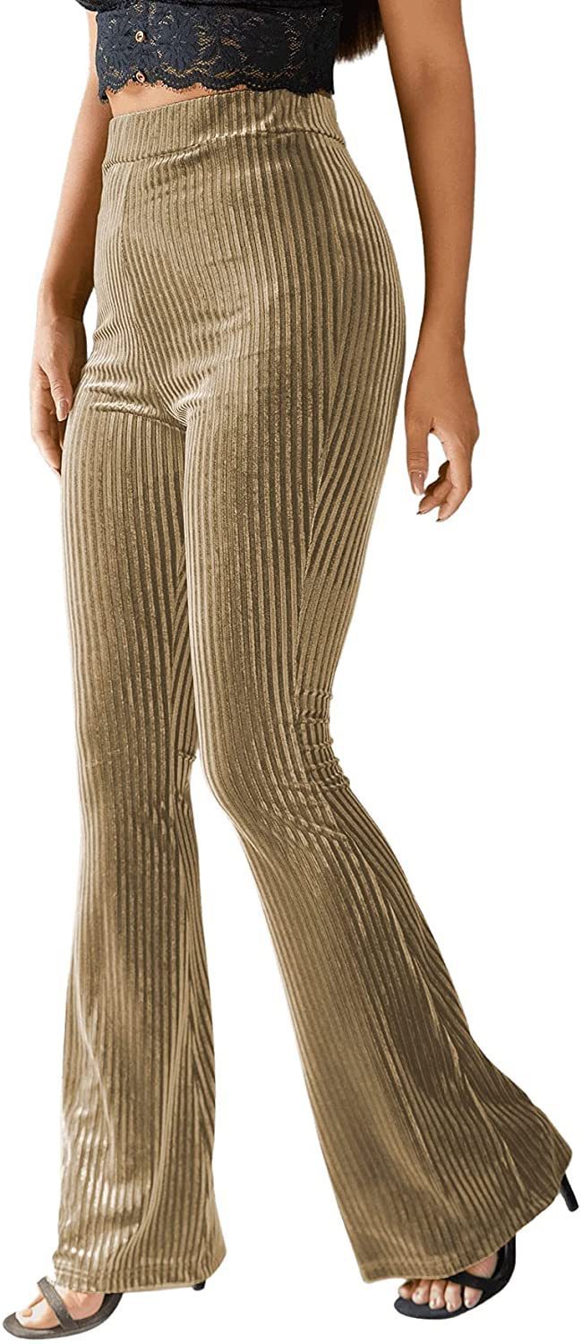 Luxé Gold Velvet Plissé High-Waist Flared Trousers Feminé Luxé