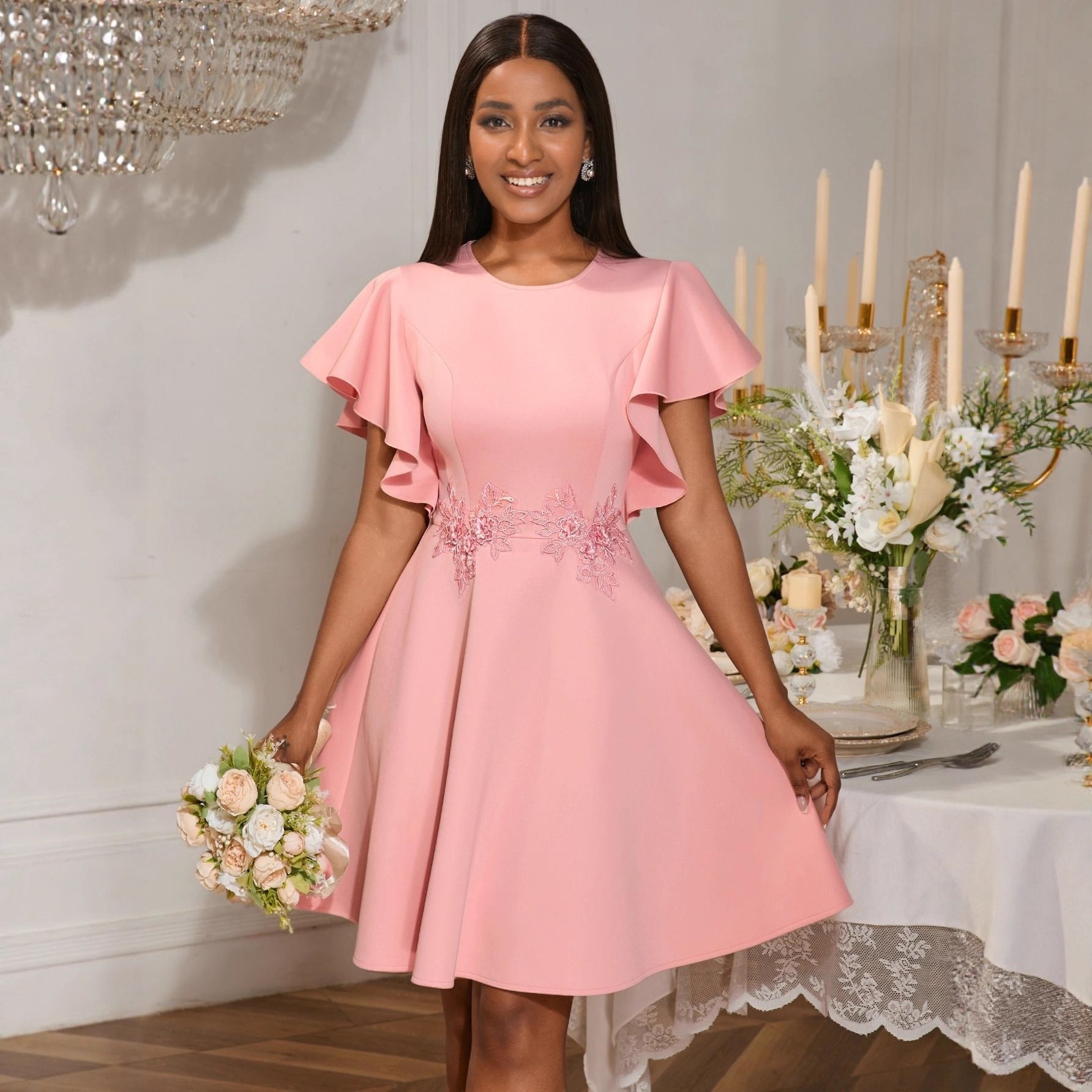 Summer New Fashion Elegant Embroidery Slim Fit Elegant Party Dress Feminé Luxé