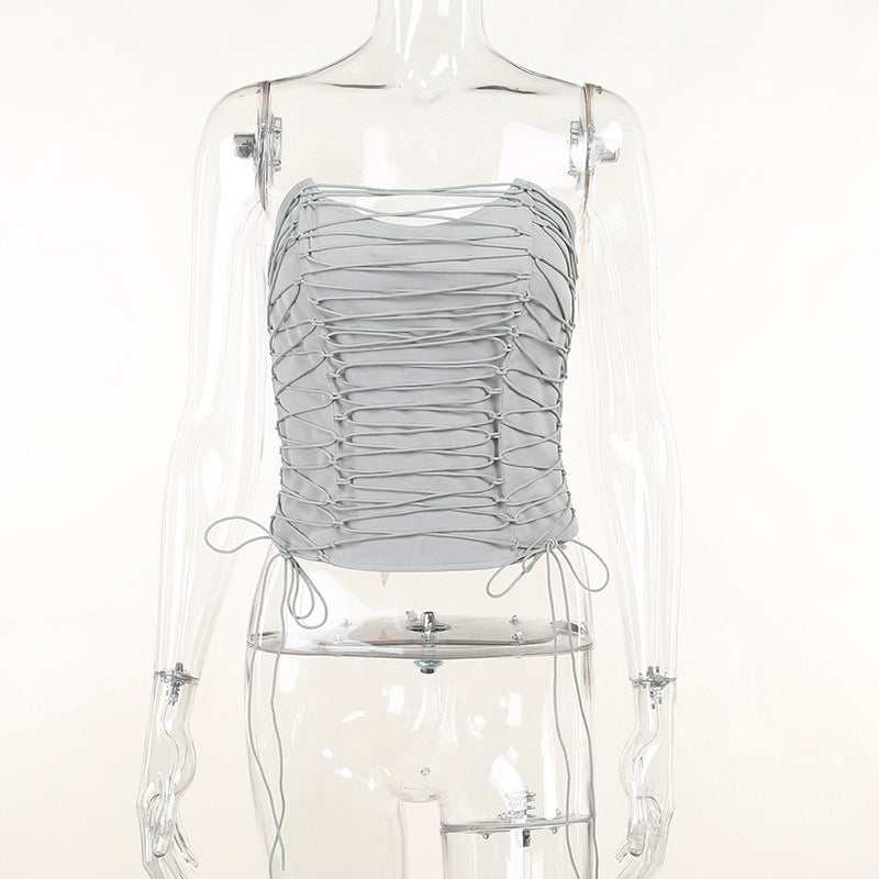 Silver Ruched Strapless Corset Top Feminé Luxé