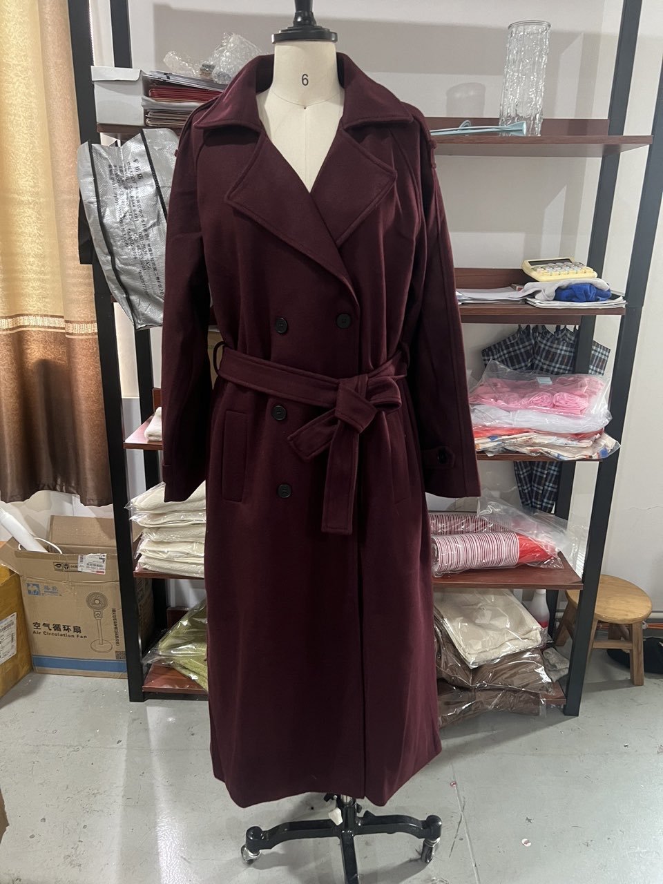 The Elegant Lace-Up Coat: Deep Plum Wool Blend Outerwear Feminé Luxé