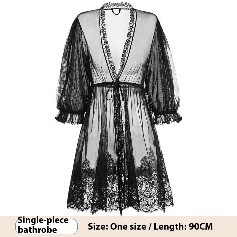 The "Cloud Nine" Sheer Mesh & Lace Nightdress Set Feminé Luxé