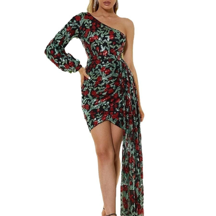 One-Shoulder Asymmetrical Cocktail Dress – Elegant High-Low Banquet Gown Feminé Luxé