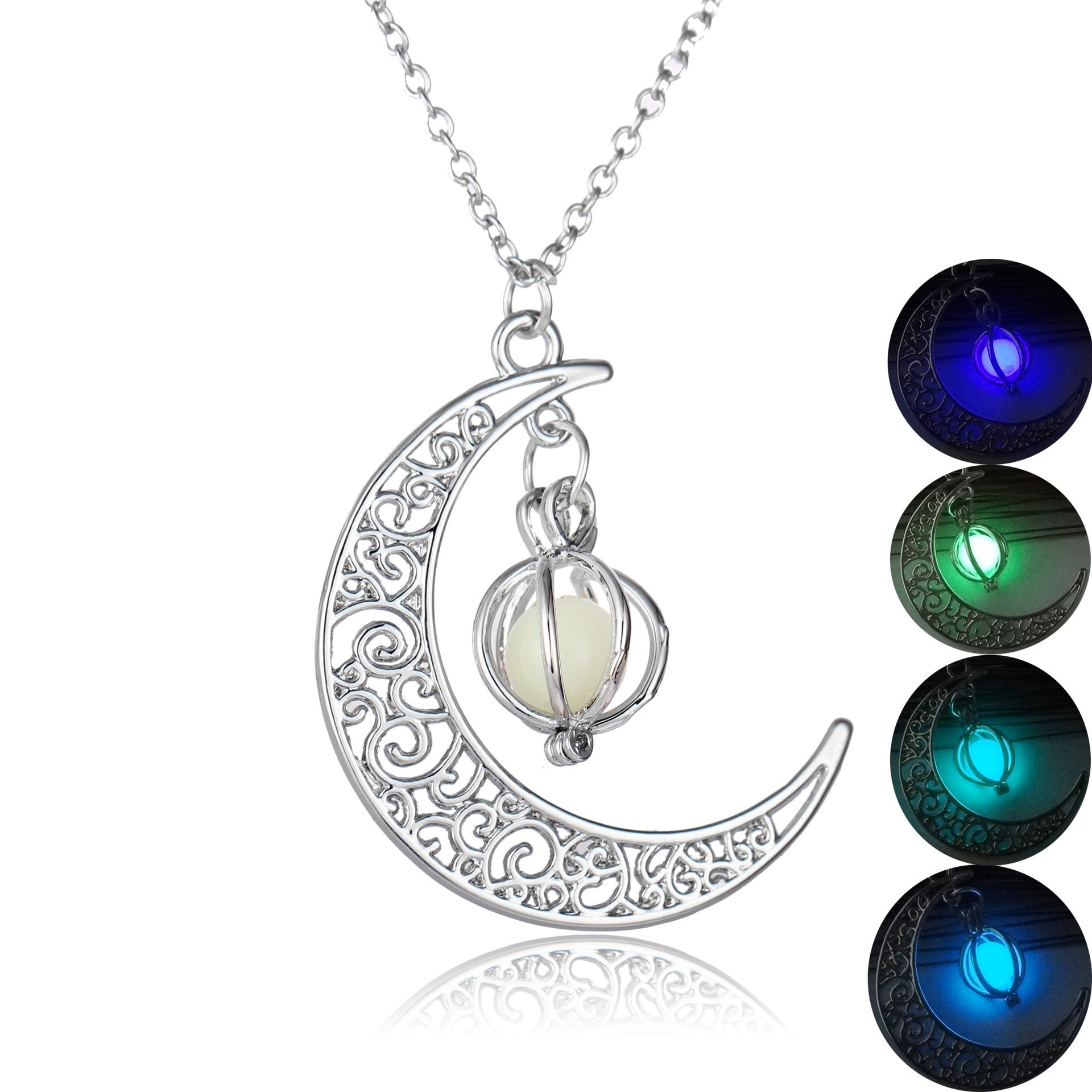 Mystic Moonlight Glimmer Necklace - Glow-in-the-Dark Moonstone Charm on Bamboo Chain Feminé Luxé