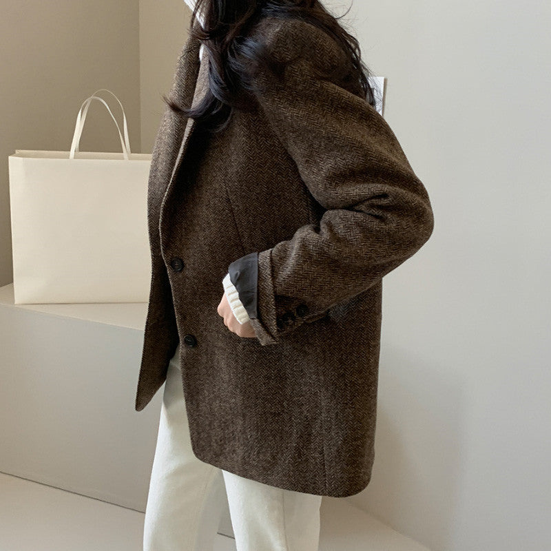 The Heritage Wool Blend Signature Blazer – Timeless Brown Feminé Luxé