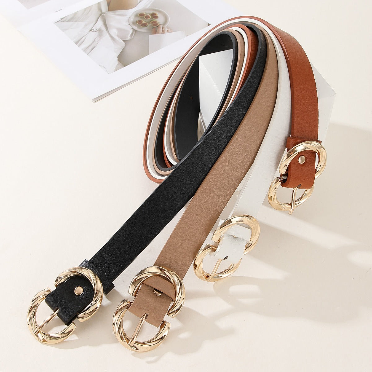 Elevate Your Ensemble: The 'G' Buckle Luxé Faux Leather Belt Feminé Luxé