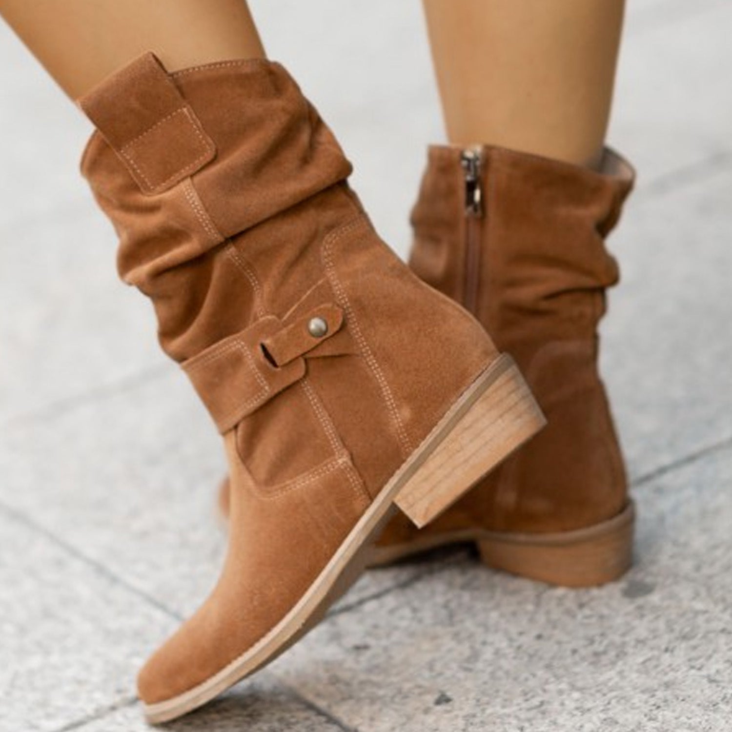 The 'Desert Dusk' Suede Western Mid-Calf Boot Feminé Luxé