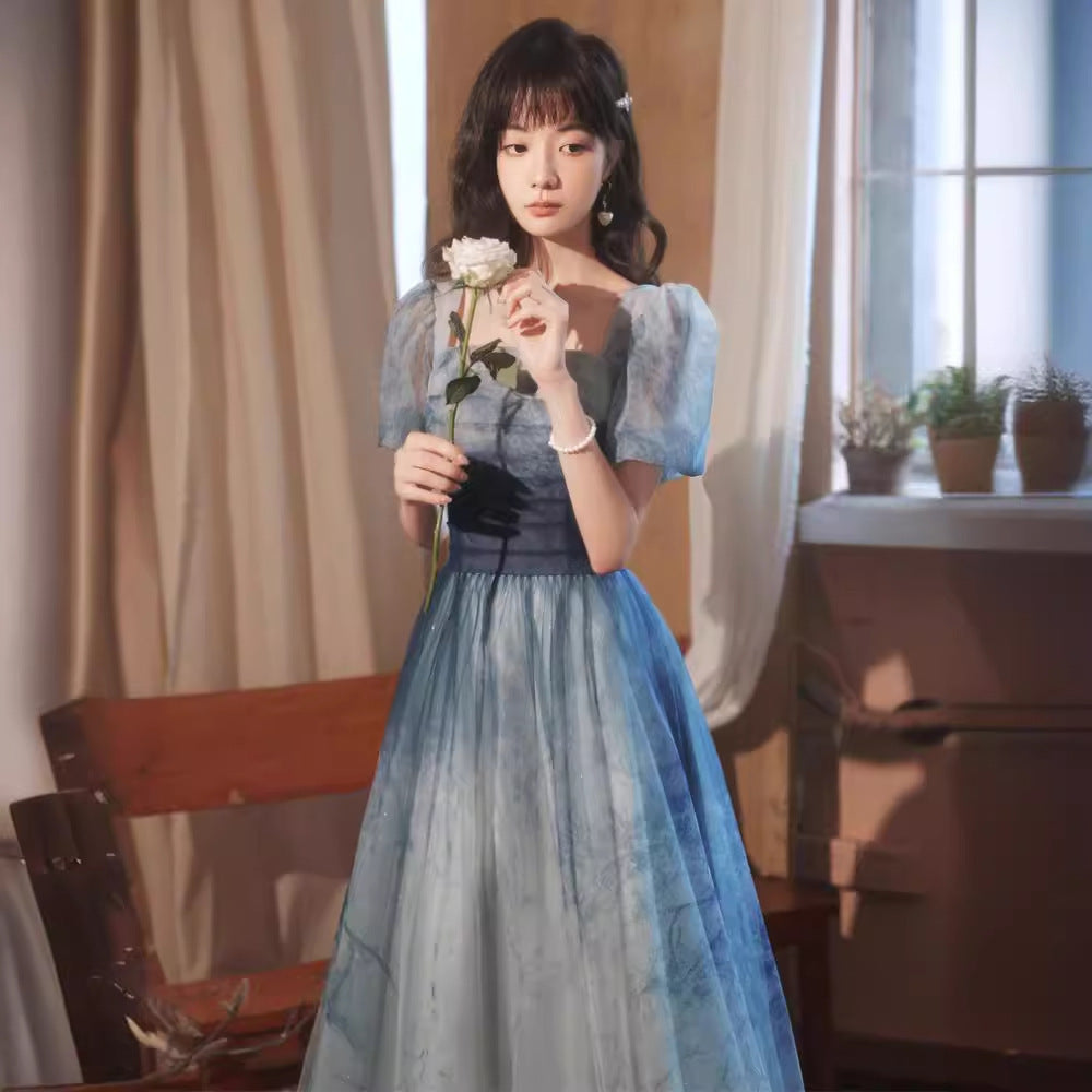 Gradient Blue Off-Shoulder Elegant Evening Gown Feminé Luxé