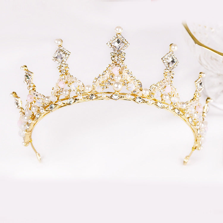 The Sovereign Diadem: Elite Faux Pearl & Rhinestone Bridal Crown - Majestic Queen Tiara in Gold or Silver Finish Feminé Luxé