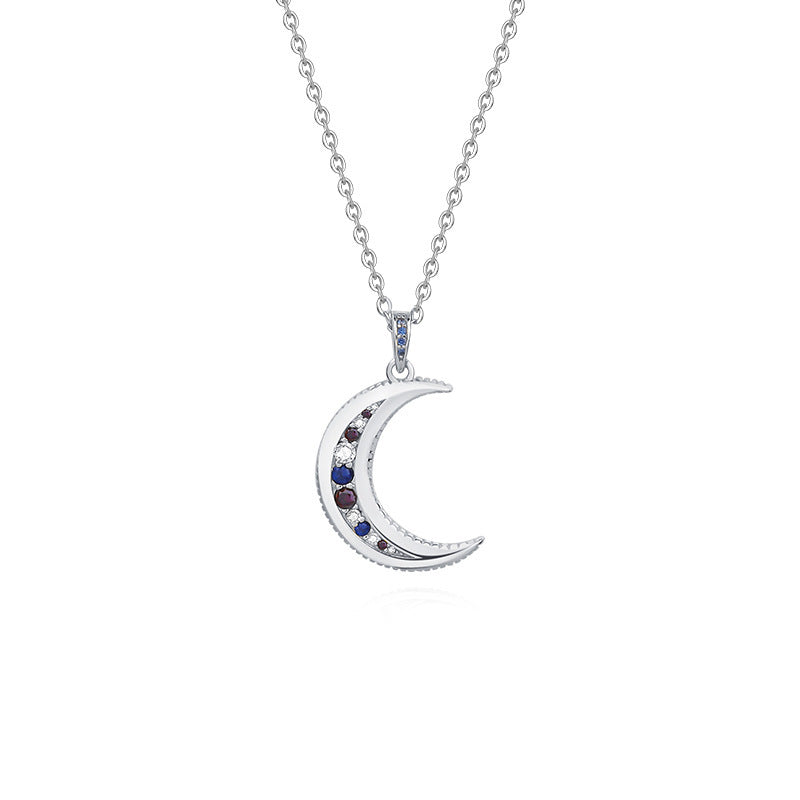Celestial S925 Sterling Silver Crescent Moon Pendant Necklace – White & Yellow Gold Plated Feminé Luxé