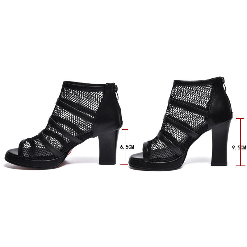 The Black Mesh Architect Heel: High-Profile Bootie Sandals Feminé Luxé