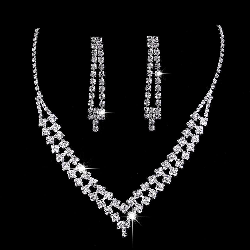 Couture Full Rhinestone Teardrop Set: Diamond-Look Necklace & Drop Earrings for Ultimate Bridal Radiance Feminé Luxé