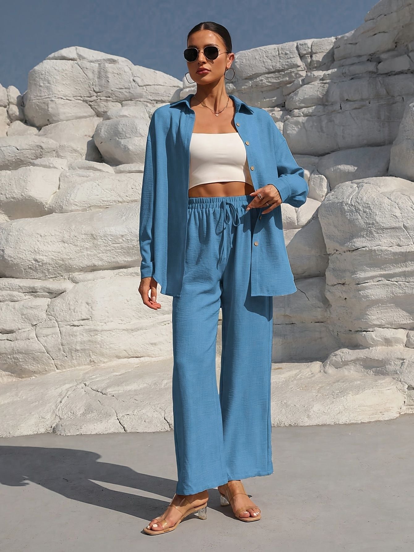 Luxury Lounge Co-ord: High-End Knit Cardigan & Wide-Leg Pants Set Feminé Luxé