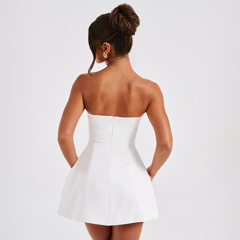 Chic A-Line Bandeau Mini Dress | High-Waist Sweetheart Party & Cocktail Dress Feminé Luxé