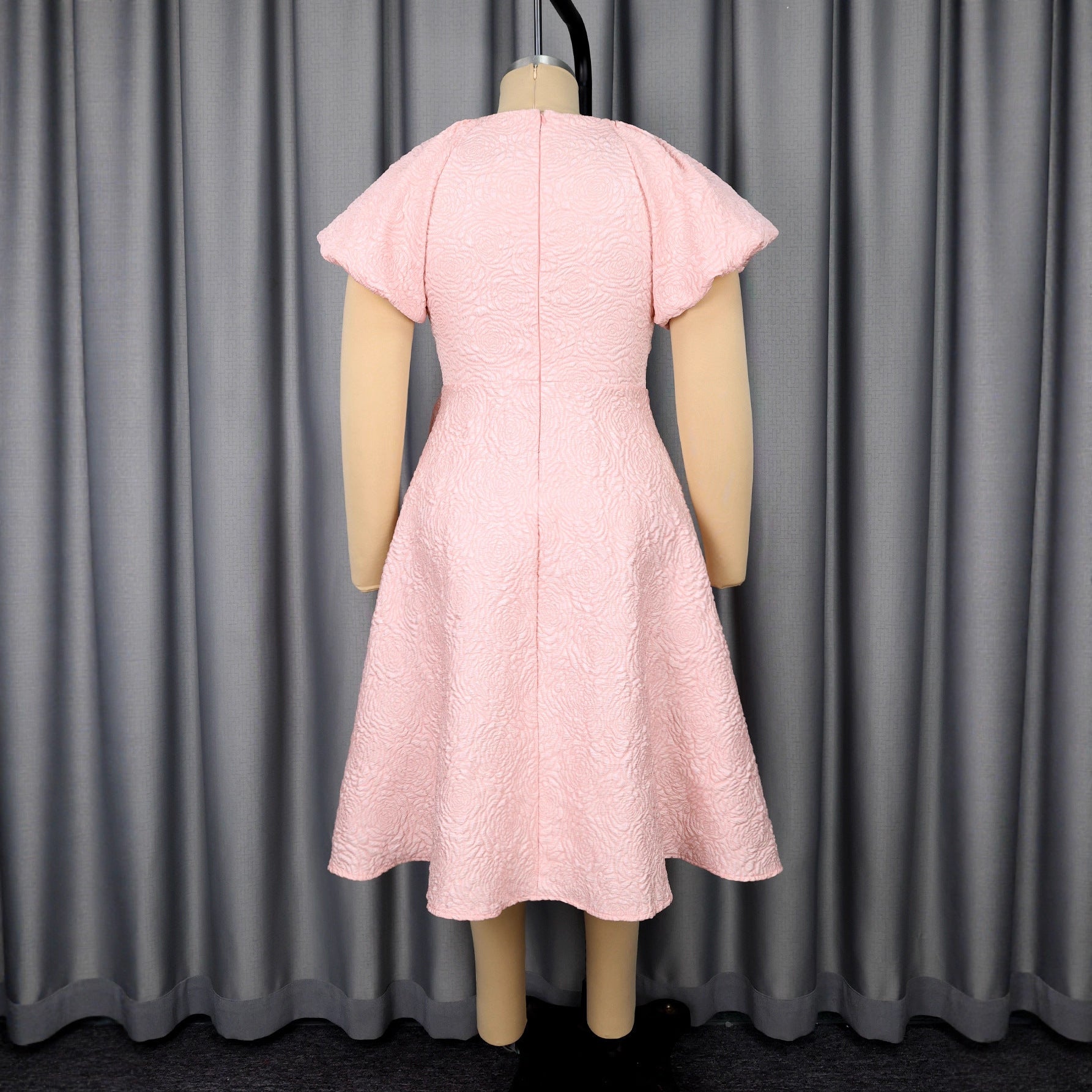 Pink Puff Sleeve Bow Midi Dress Feminé Luxé