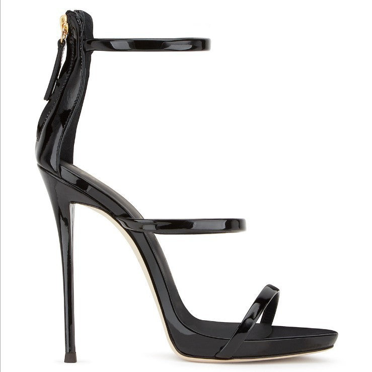 Architectural Edge: The 'Vixen' High-Strap Patent Leather Stiletto Heels Feminé Luxé