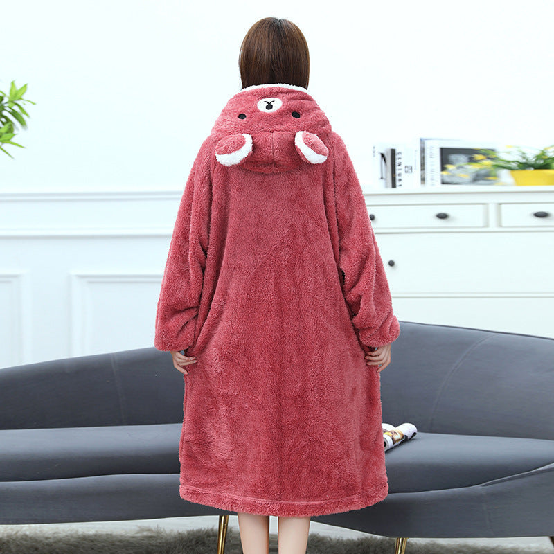 The Plush Hooded Long Lounge Robe Feminé Luxé