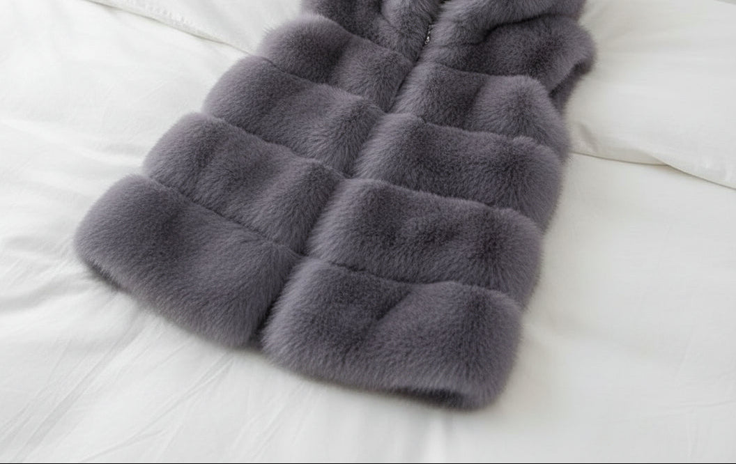 Longline Fluffy Faux Fur Statement Vest Feminé Luxé