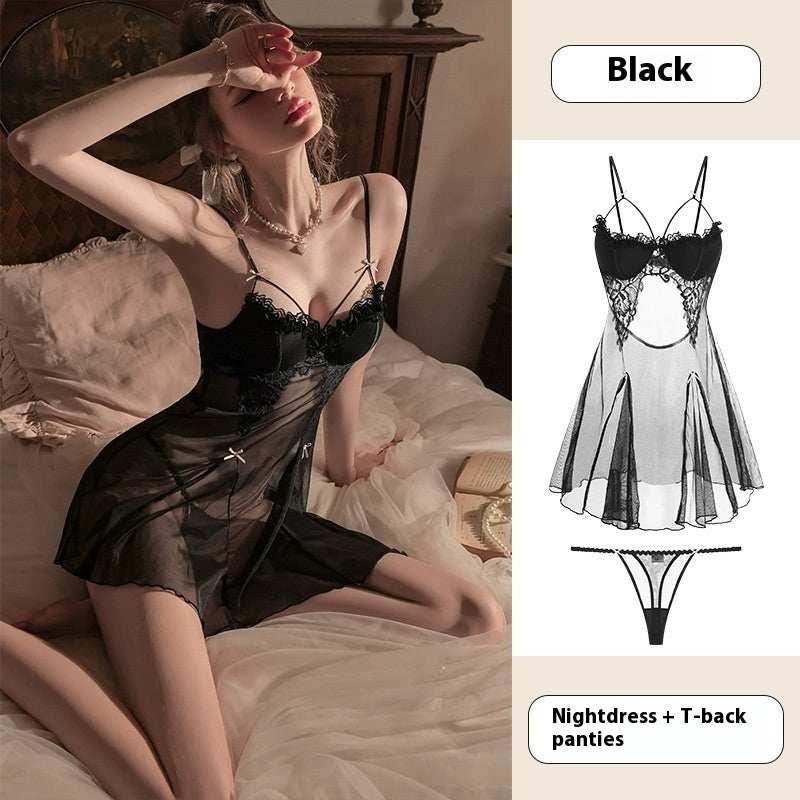 The "Cloud Nine" Sheer Mesh & Lace Nightdress Set Feminé Luxé