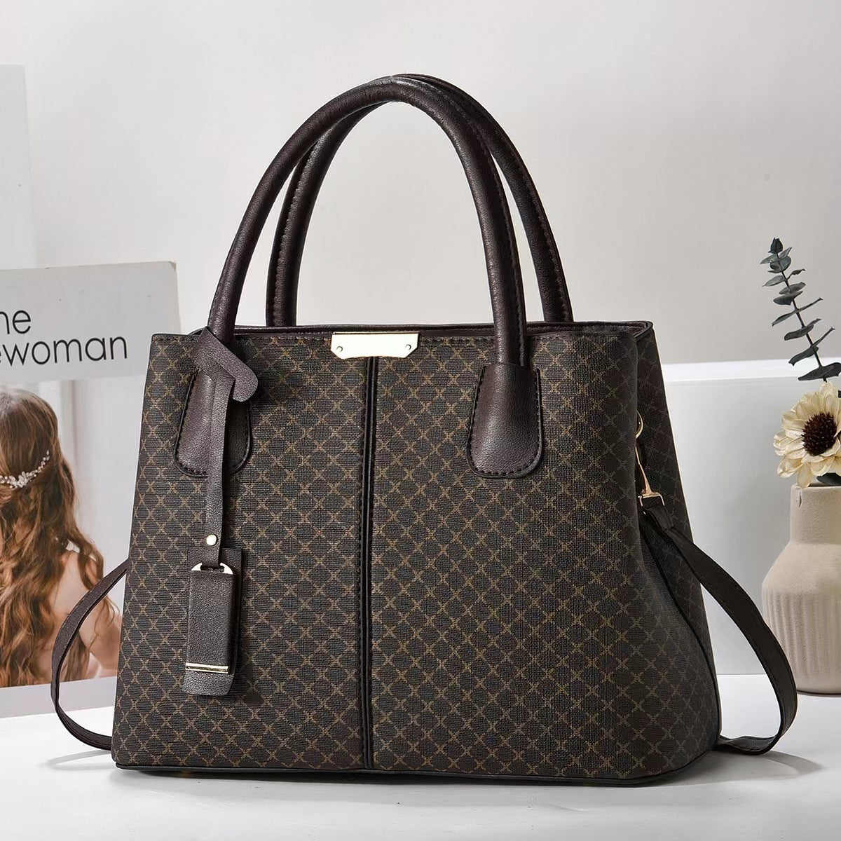 Executive Heritage: Classic Printed Convertible Tote Bag – Business & Travel Chic Feminé Luxé