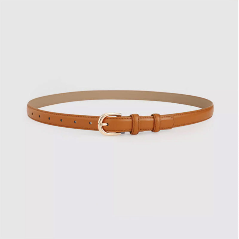 The Essential Chic: Minimalist Slim Faux Leather Belt with Pin Buckle Feminé Luxé