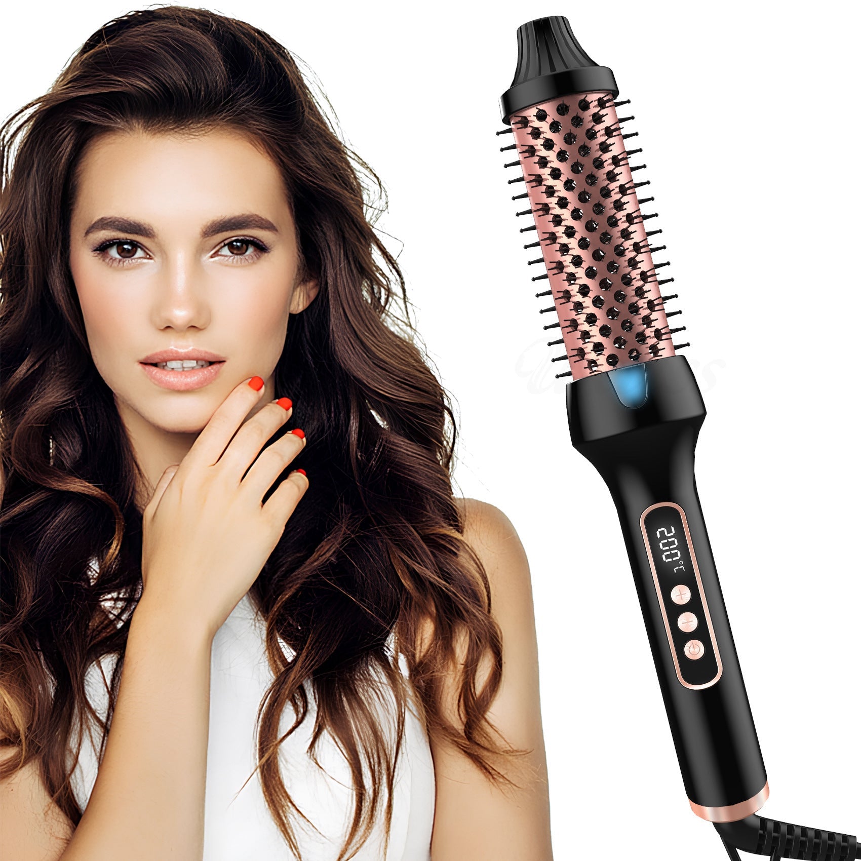 The Triple Luxe Styler: 3-in-1 Dual PTC Heat Pro-Volume Curling & Flat Iron Brush Feminé Luxé
