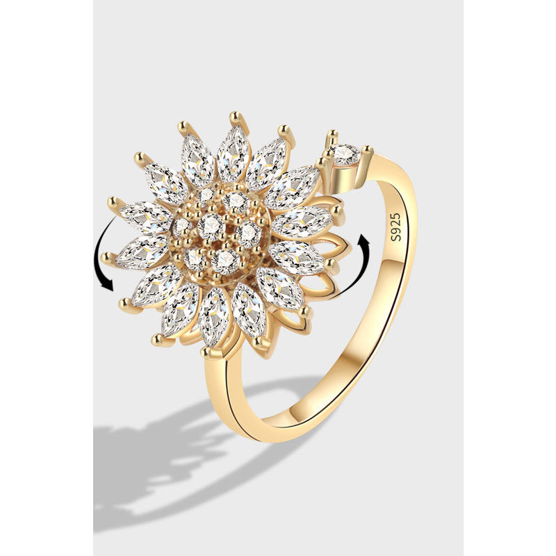 Sparkling Rotatable 'Little Daisy' Ring – S925 Sterling Silver & 18K Gold Plated Feminé Luxé