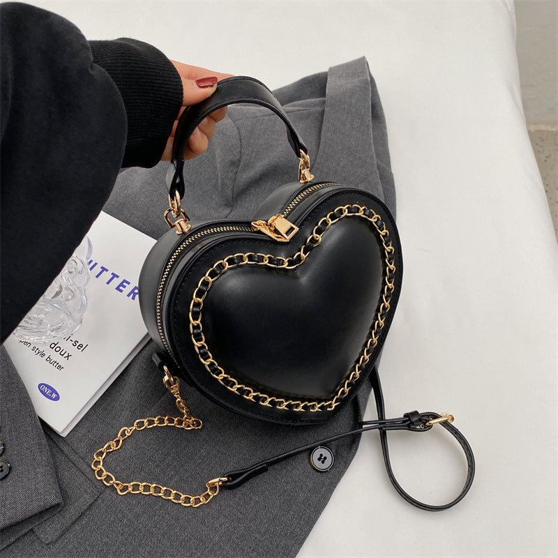 The 'Amour' Heart-Shaped Chain Crossbody - Luxe Studded Mini Statement Bag Feminé Luxé
