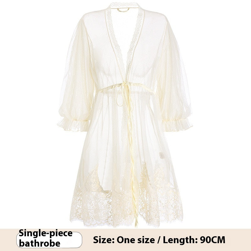 The "Cloud Nine" Sheer Mesh & Lace Nightdress Set Feminé Luxé