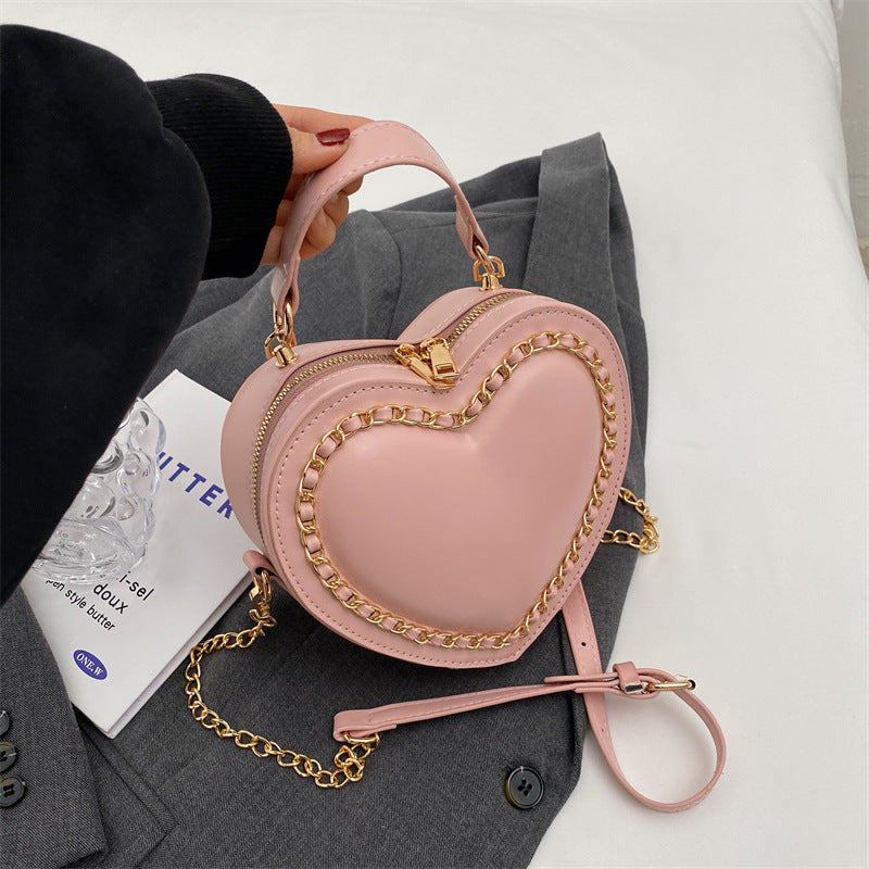 The 'Amour' Heart-Shaped Chain Crossbody - Luxe Studded Mini Statement Bag Feminé Luxé