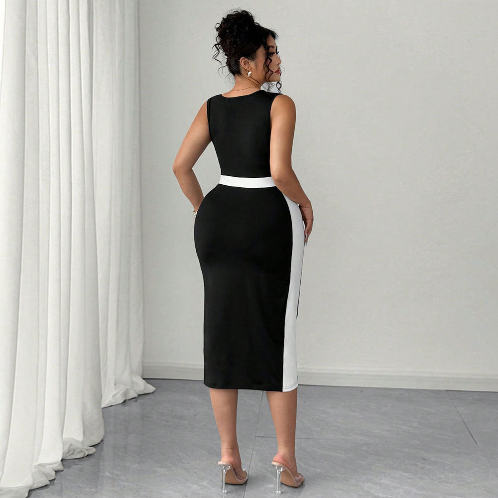 Black & White Contour Bodycon Dress Feminé Luxé