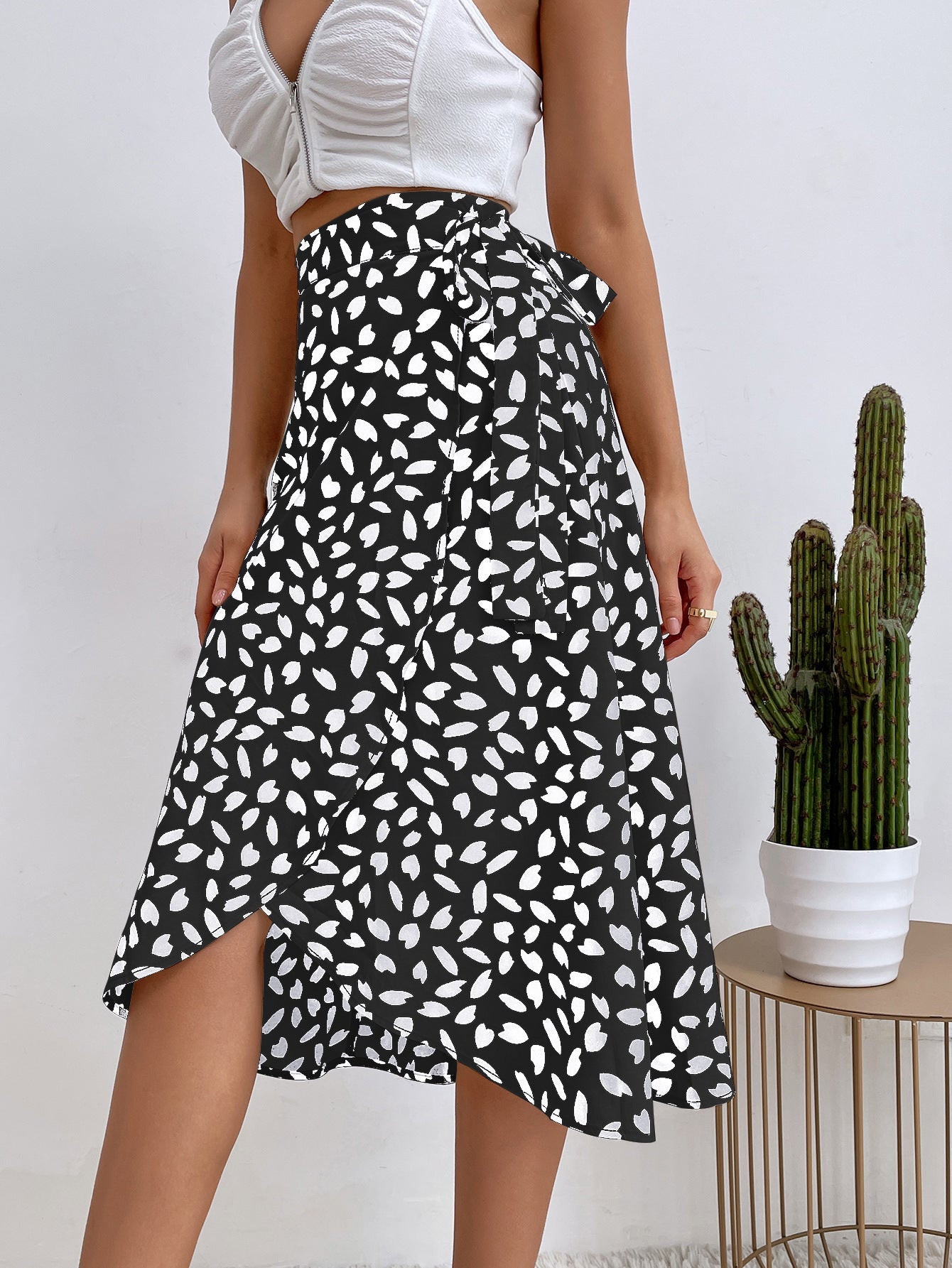 The Timeless Polka Dot Wrap Midi Skirt | High-Rise & Flowing Sarong Style Feminé Luxé