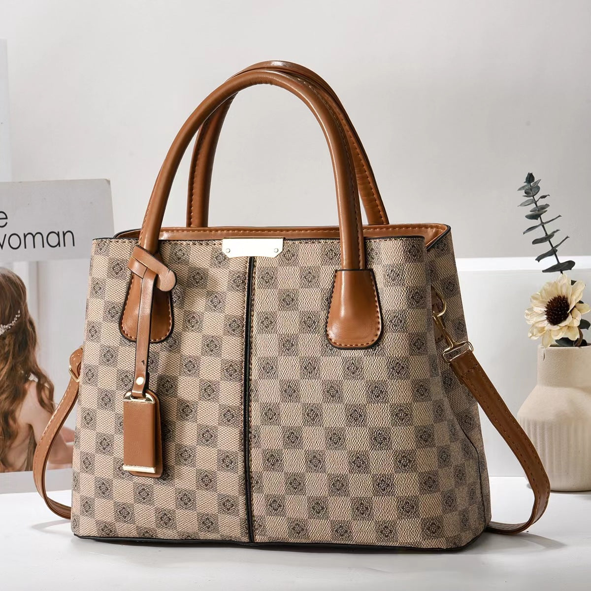 Executive Heritage: Classic Printed Convertible Tote Bag – Business & Travel Chic Feminé Luxé