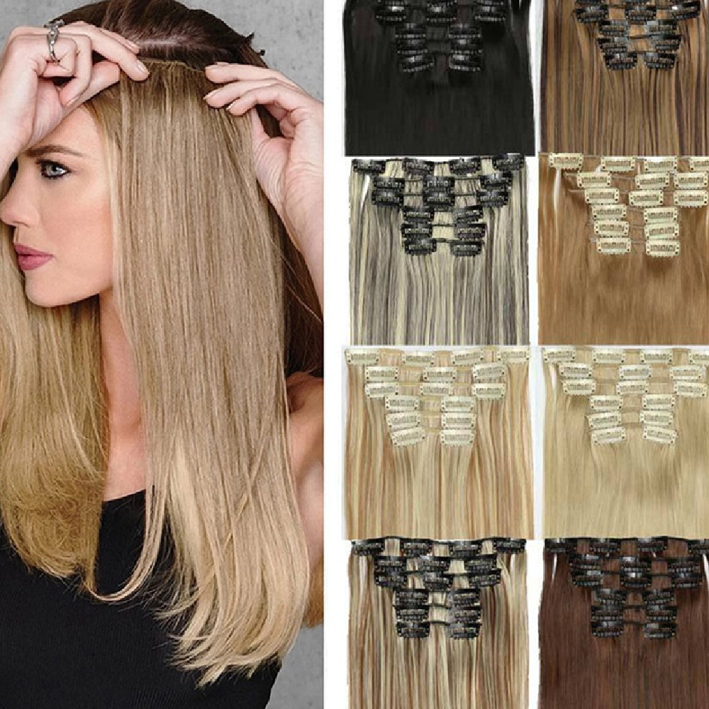 24" Signature 6-Piece Clip-In Hair Extensions Set – Maximum Volume & Silk Finish Feminé Luxé