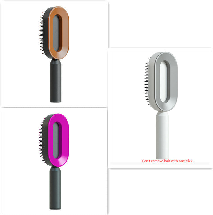 The Serenity Glide: One-Key Self-Cleaning Detangler & Scalp Massager Brush Feminé Luxé