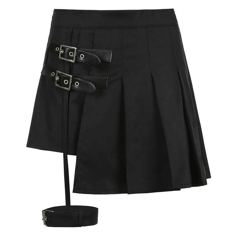 The Luxe Pleated Avant-Garde Skort | Asymmetric Hemline & Triple Buckle Detail Feminé Luxé