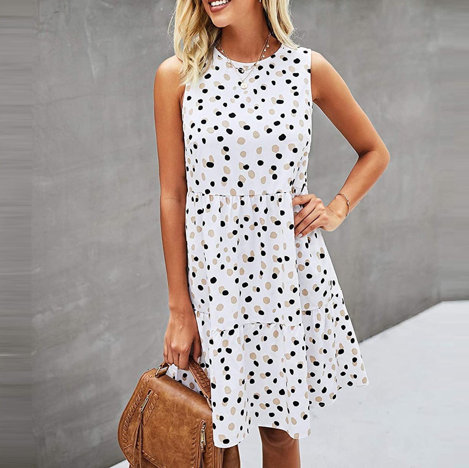 Polka Dot Sleeveless Swing Mini Dress Feminé Luxé