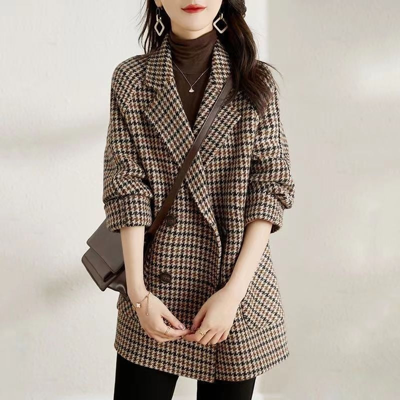 The Heritage Houndstooth Blazer: Luxe Double-Breasted Jacket Feminé Luxé