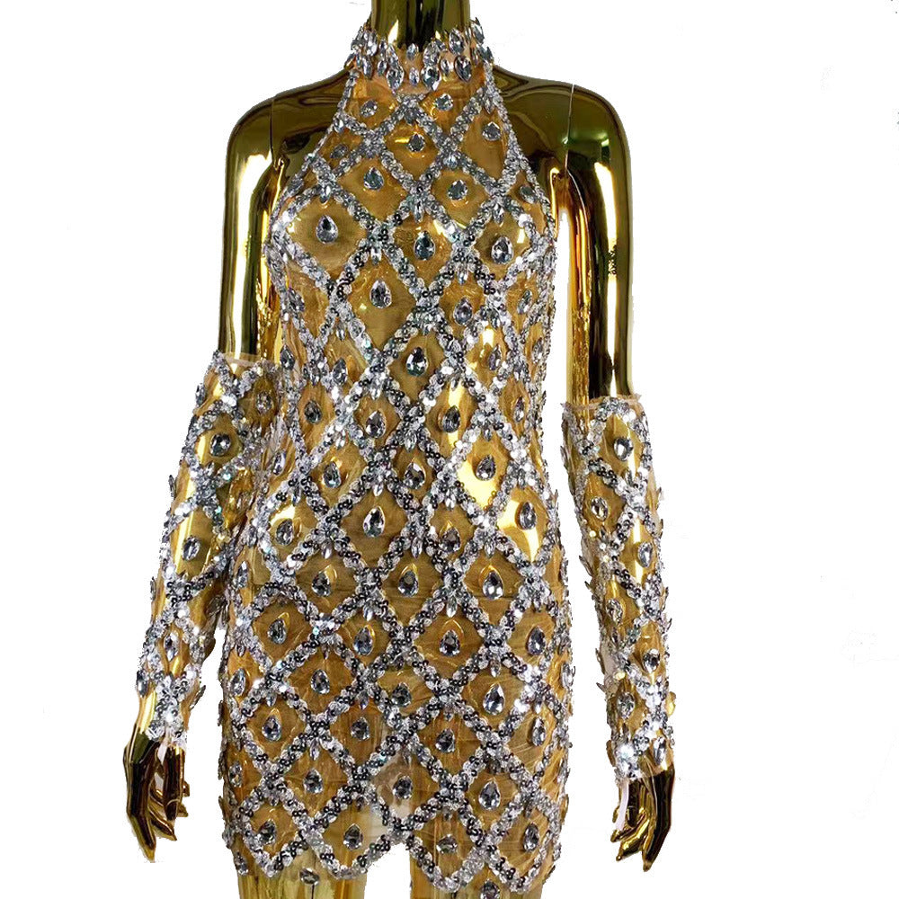 Aurelia Crystal Sequin Mini Dress with Gloves – Ultra Luxury Edition Feminé Luxé