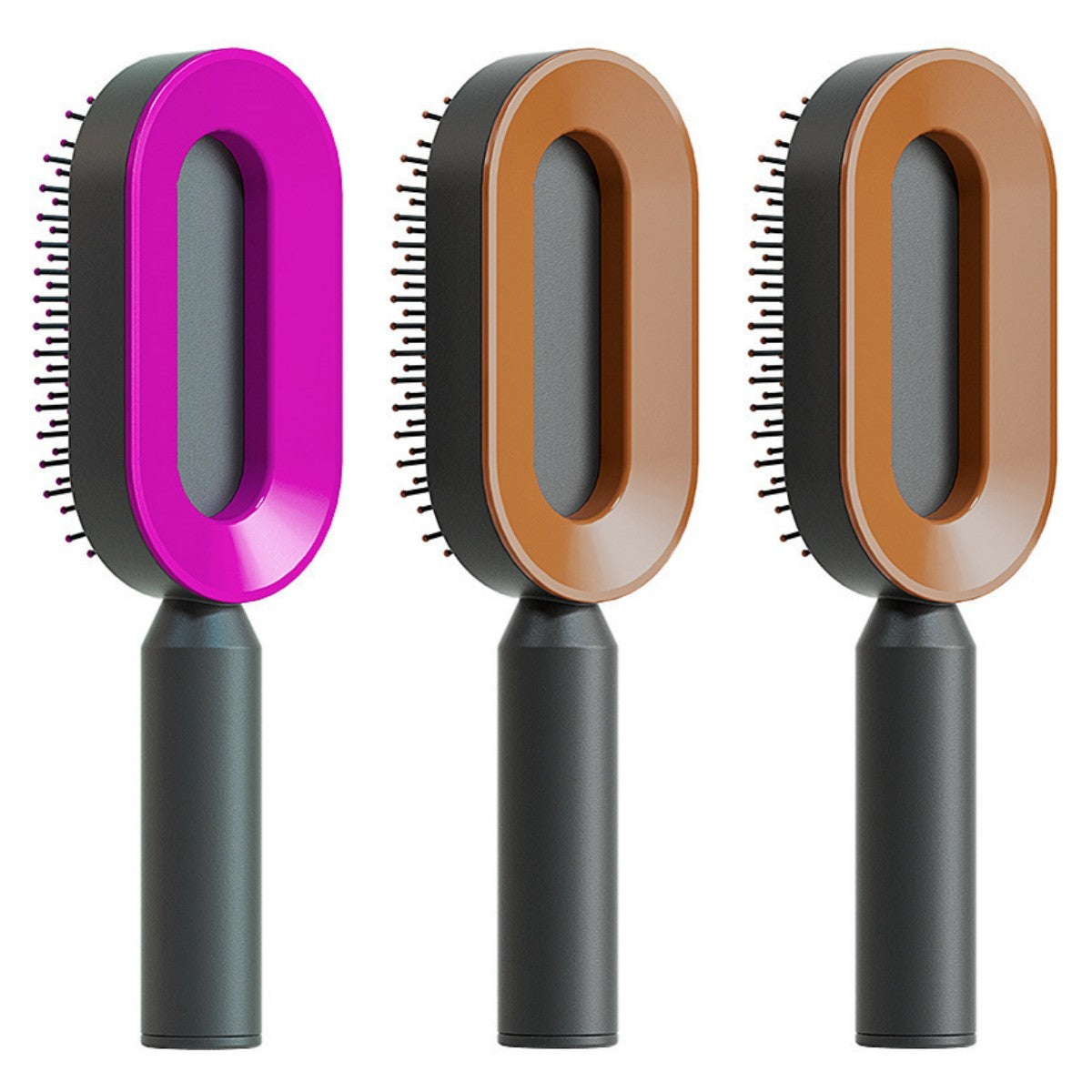 The Serenity Glide: One-Key Self-Cleaning Detangler & Scalp Massager Brush Feminé Luxé