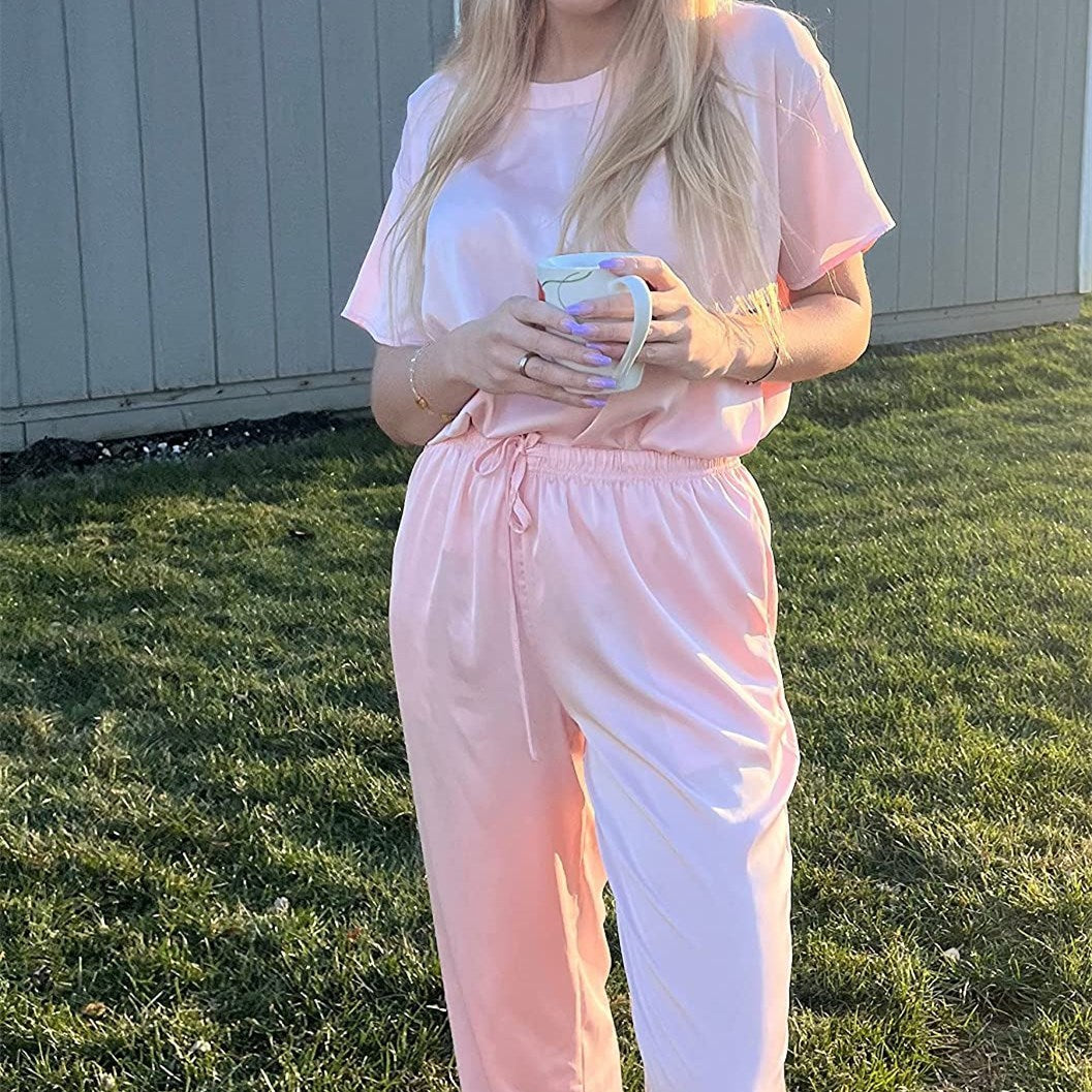 Luxury Satin Silk Short Sleeve Pajama Set - Elegant Loungewear PJs for Women Feminé Luxé