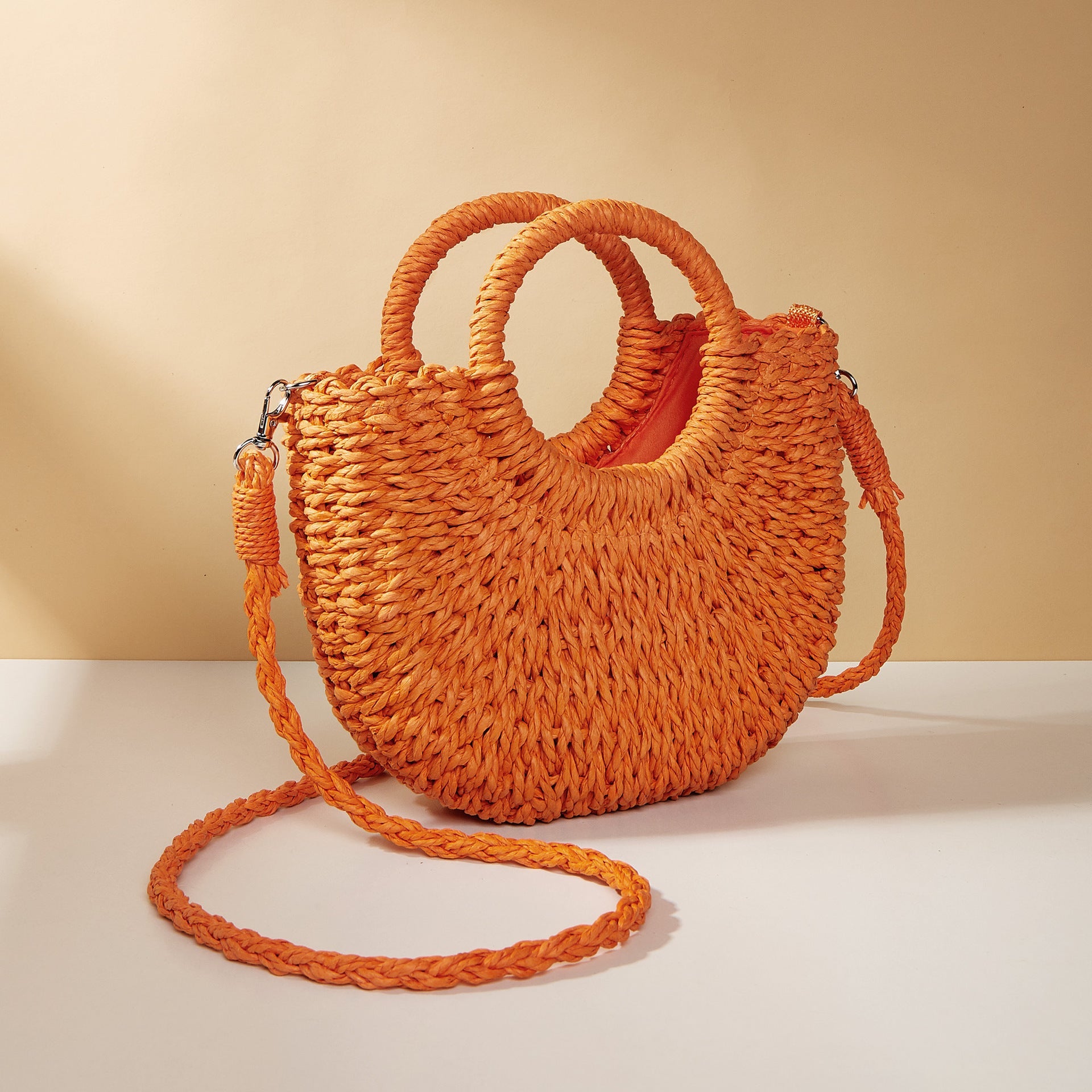 The Saint-Tropez Weave Beach Tote – Chic Round Handle Paper Straw Handbag Feminé Luxé