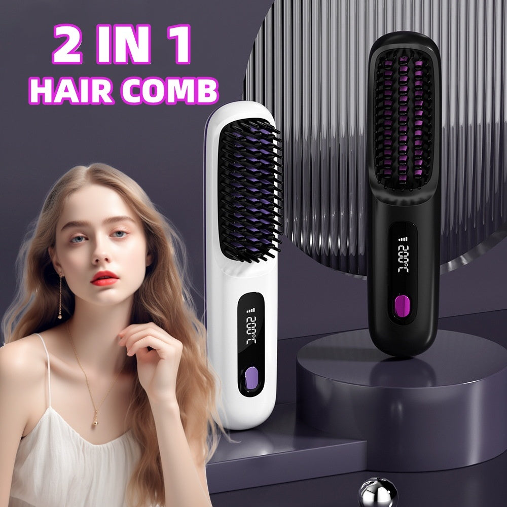 The Voyage Compact: Cordless USB-C Fast-Heat Straightening Brush with LCD Display Feminé Luxé