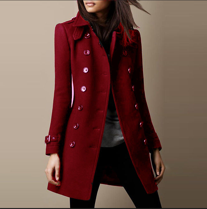 Ladies Spring Long Jacket Wool Trench Coat Feminé Luxé