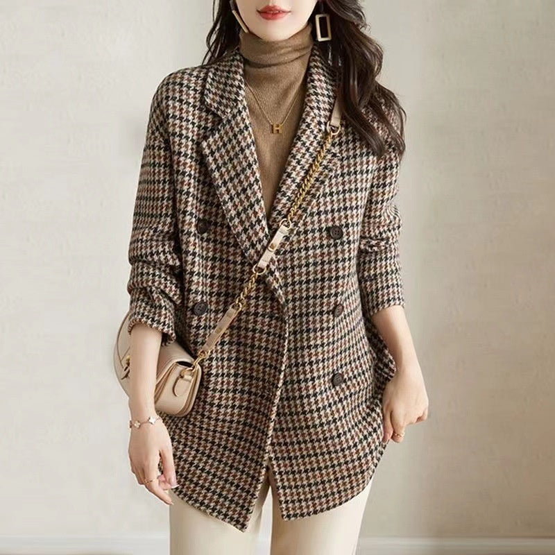 The Heritage Houndstooth Blazer: Luxe Double-Breasted Jacket Feminé Luxé