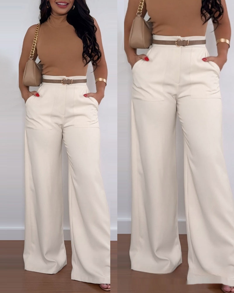 Elegant High-Waist Wide-Leg Palazzo Trousers Feminé Luxé