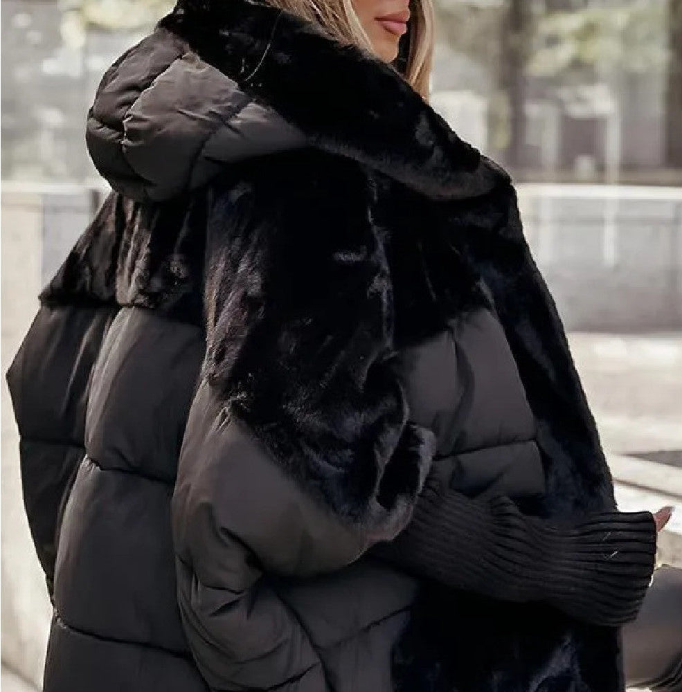 Patchwork Faux Fur & Padded Hooded Winter Coat Feminé Luxé