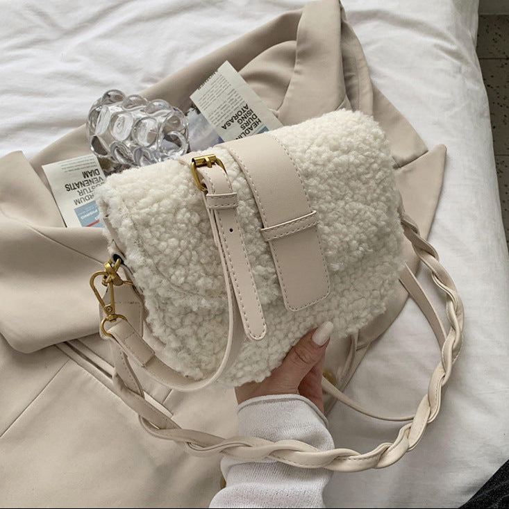 The Shearling Chic Saddle Bag – Faux Fur Street Style Convertible Shoulder Bag Feminé Luxé